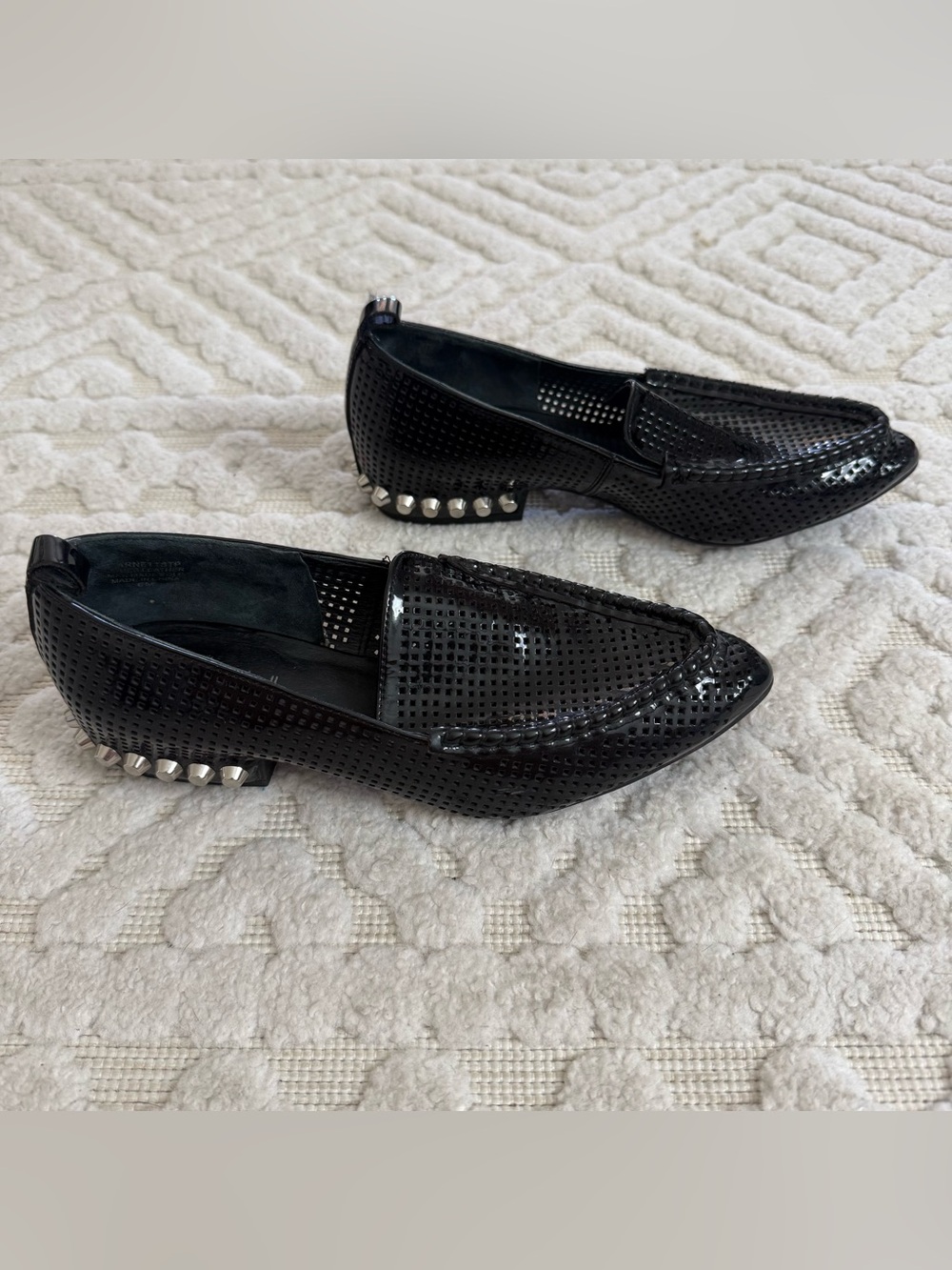 Jeffrey Campbell Barnett STP Loafers Size 6 Black Patent Leather Studded Flats